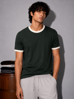 TNY Signature Unisex Ringer Tee – Green/Cream