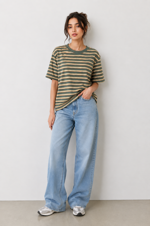 Green Stripe Relaxed Fit Tee