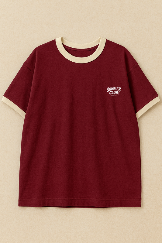 Oversized Ringer T-shirt Maroon