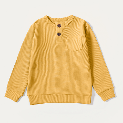 Mustard Waffle Knit Henley