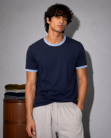TNY Signature Unisex Ringer Tee – Navy/Sky