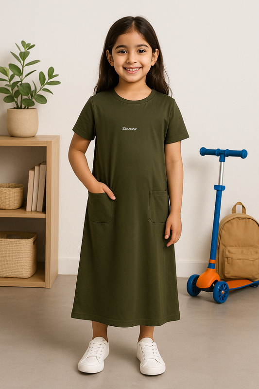 Olive - Girls Pocket Dress