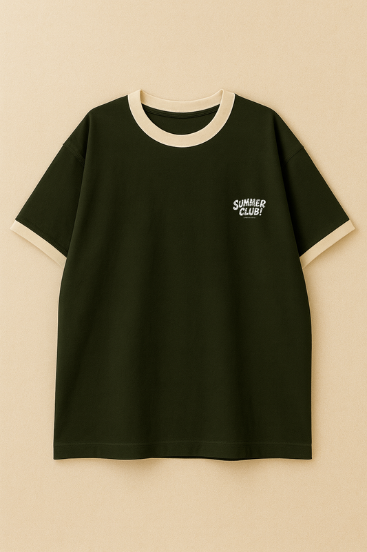 Oversized Ringer T-shirt Olive