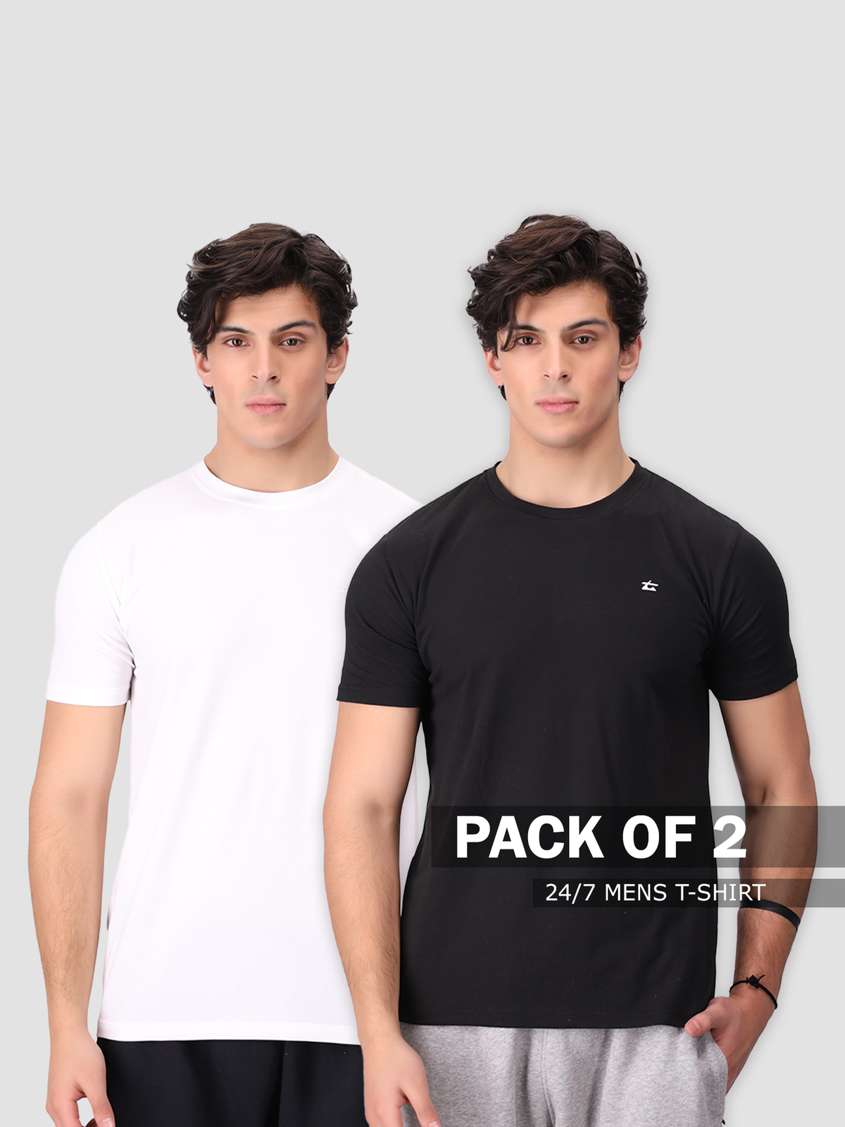 Pack of 2 - 24/7 Mens T-shirt - White & Black