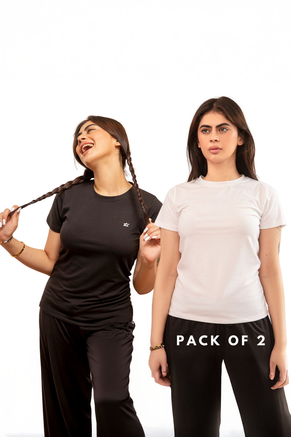 Pack of 2 - 24/7 Women's T-shirt - White & Black
