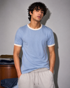 TNY Signature Unisex Ringer Tee – Sky/White