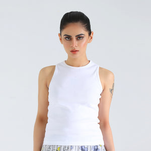 White Ribbed Tanktop