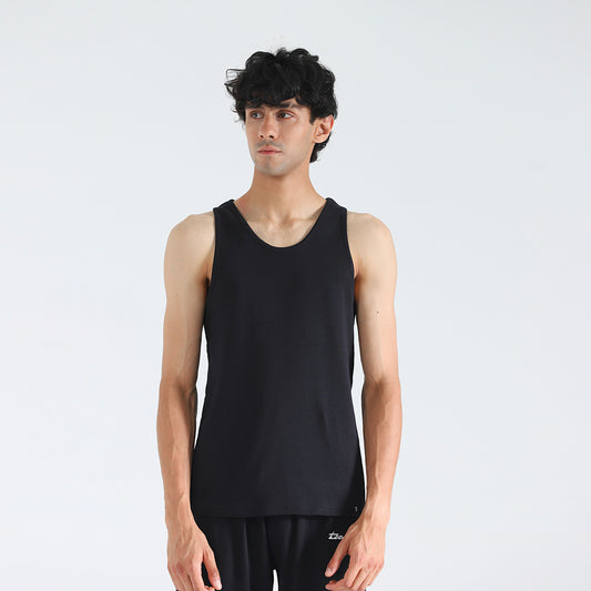 Black Ribbed Mens Tanktop
