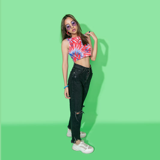 Ribbed Red Swirl Tanktop